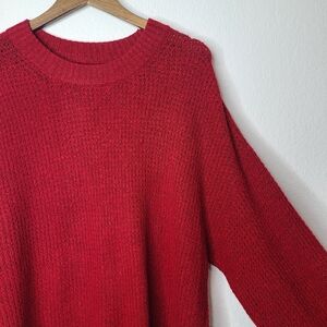 American Eagle Outfitters Cozy Red Knit Waffle Sweater Crewneck XL